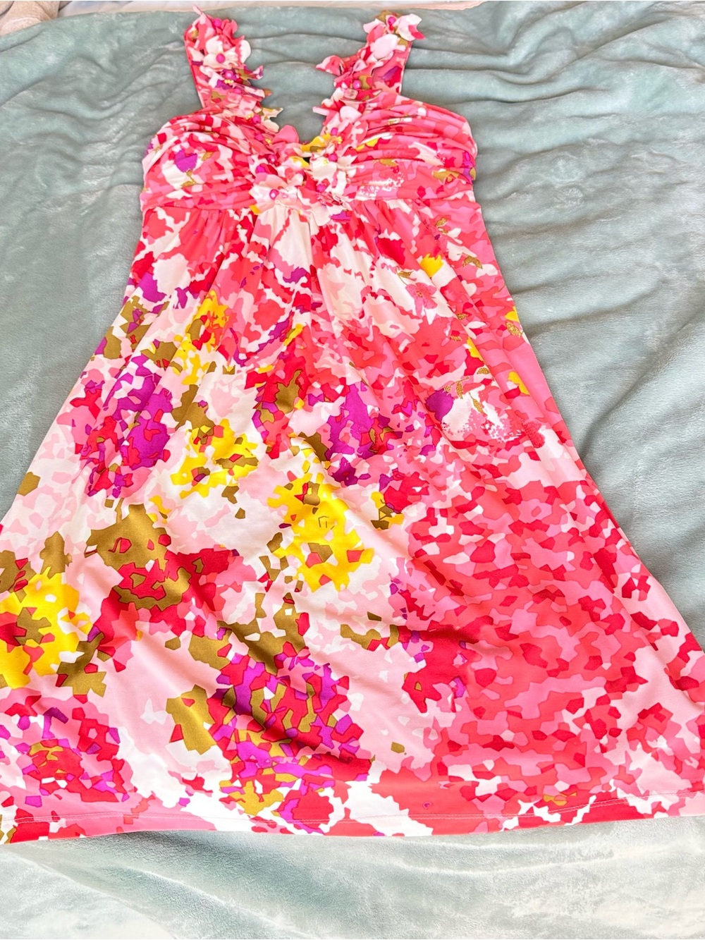 Muse Coral and Hot Pink Floral Army Pool Dress Size 6